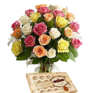 25 colorful roses with chokolates | Flower Delivery Izhevsk