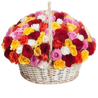 51 colorful roses in the basket | Flower Delivery Izhevsk